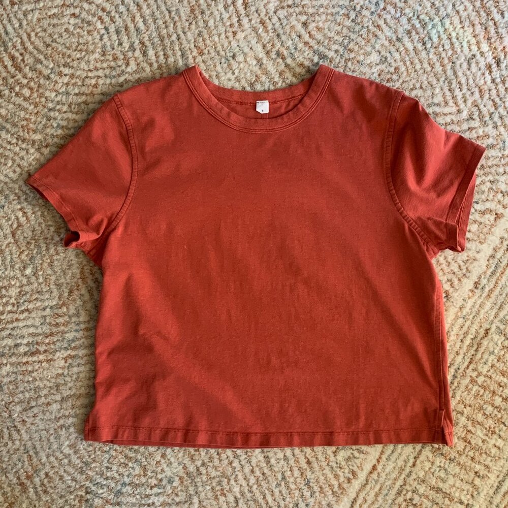 Cropped Lululemon Shirt Reddish Brown Terracotta Red Size 8